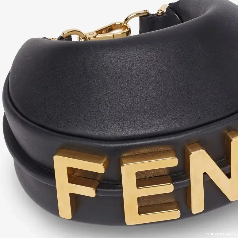 Cheap Calf Fendi Leather Fendigraphy Black Bag Mini In Hobo 0505